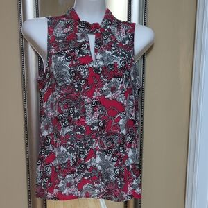 Nine West Red and Black Patterned Blouse